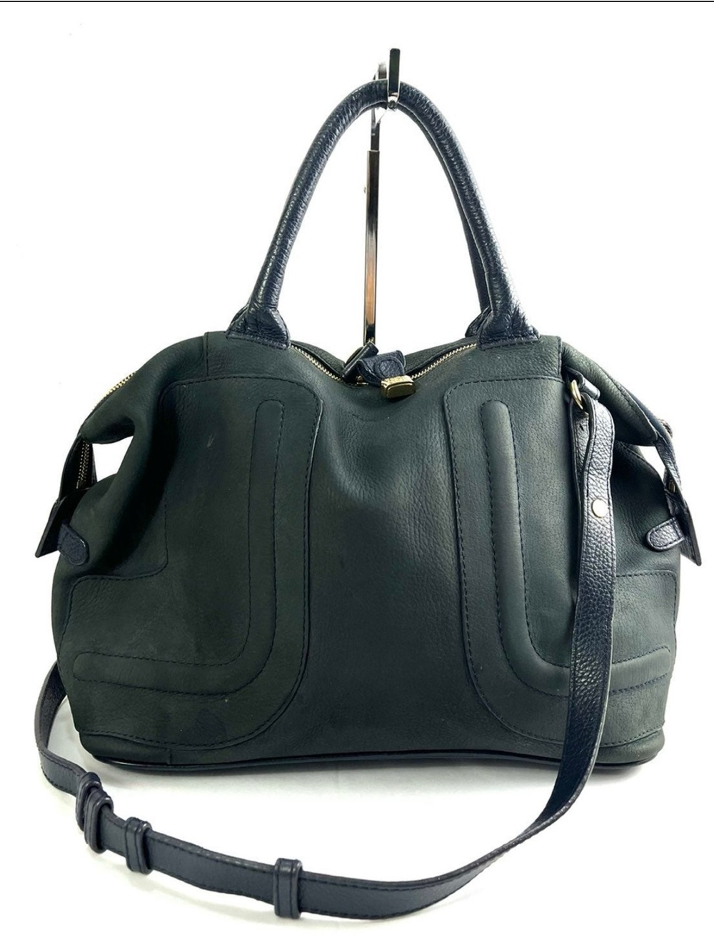 Authentic See By  Chloe Satchel, Handbag, W Dustbag Dark Blue Suede